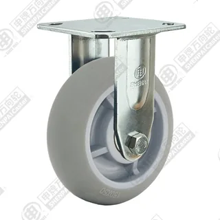 4" Top Plate Fixed Caster, Stainless Steel Frame, Plastic-core TPE Wheel