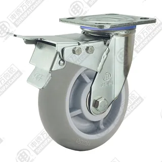 5" Top Plate Swivel Caster, Stainless Steel Frame, Plastic-core TPE Wheel, Total Lock Brake