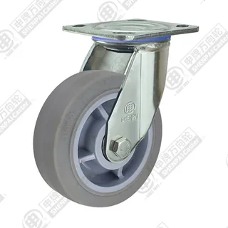 4" Top Plate Swivel Caster, Stainless Steel Frame, Plastic-core TPE Wheel