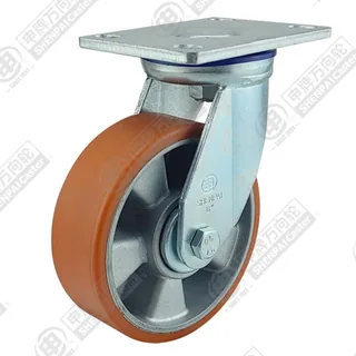 4" Top Plate Swivel Caster, Aluminum Core Polyurethane Wheel