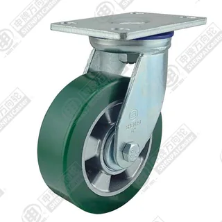 5" Top Plate Swivel Caster, Aluminum Core Polyurethane Wheel