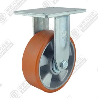 4" Top Plate Fixed Caster, Aluminum Core Polyurethane Wheel
