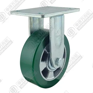 8" Top Plate Fixed Caster, Aluminum Core Polyurethane Wheel